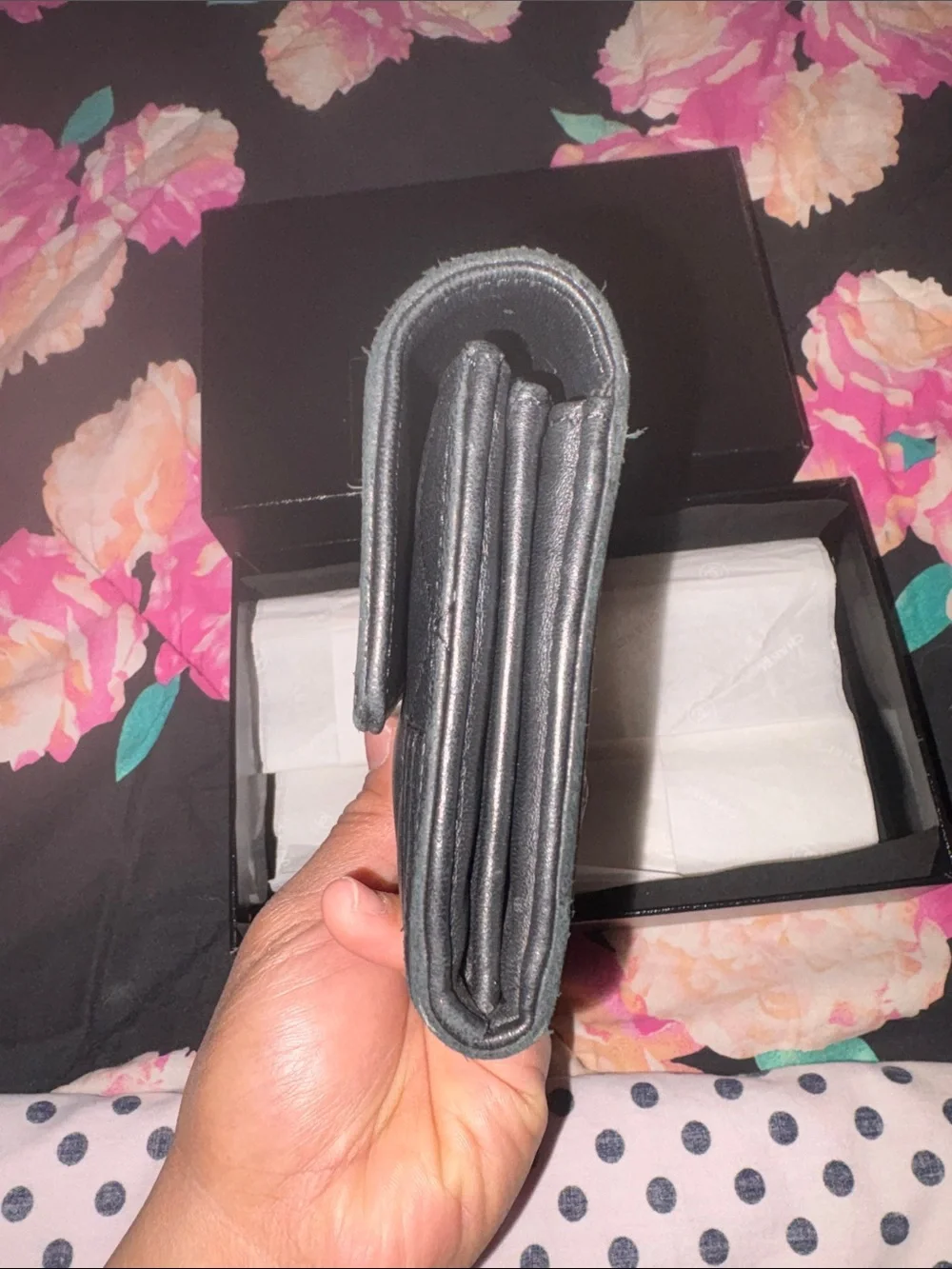 CHANEL Black Quilted Lambskin Leather Wallet